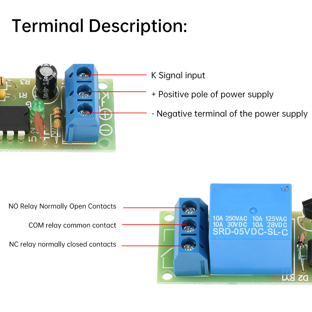 DC5V 1 Way Bistable Single Key Switch Relay Module High Level Self-Locking Relay