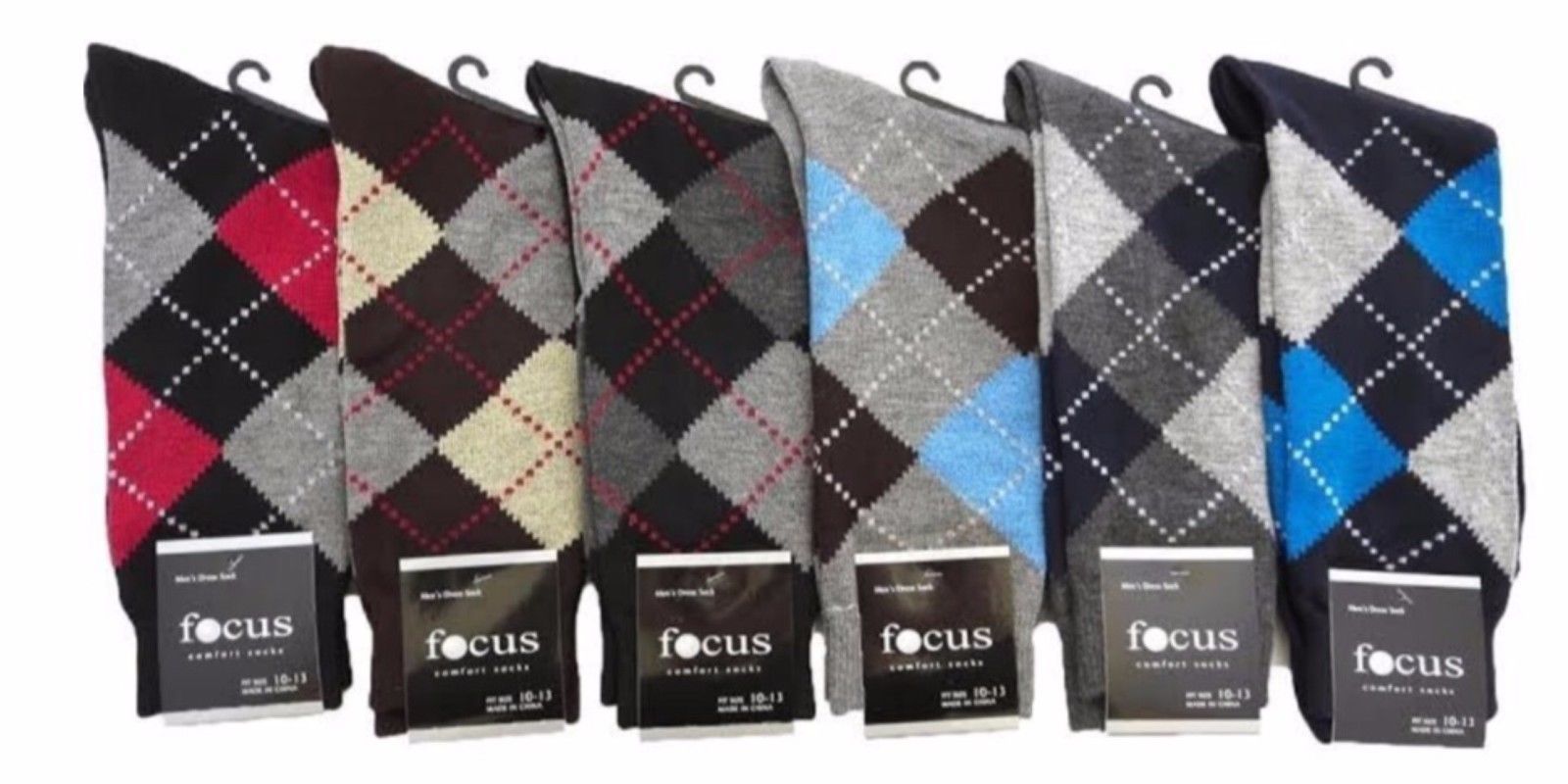 6 & 12 PACK Men Dress Socks Pattern Solid Assort Argyle Nylon Socks 9-11, 10-13