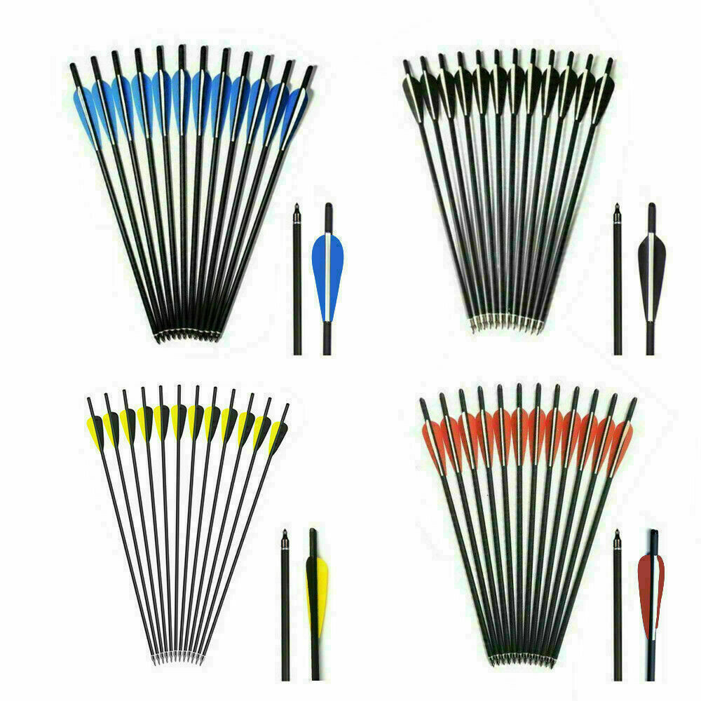 12Pcs 20" Carbon Arrows OD 8.8mm Crossbow Bolts Arrows or Quiver Target Hunting