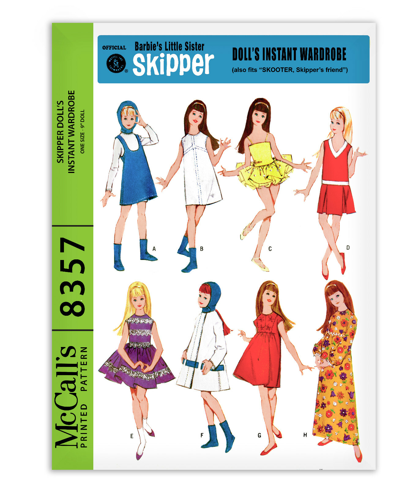 SKIPPER Barbie Doll Sewing Pattern McCalls 8357 Tutu Dress Coat Pants Vintage 9"