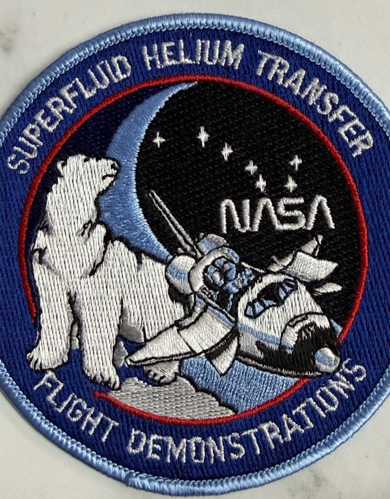 Vtg NASA Superfluid Helium Transfer Flight Demonstration Payload Patch Cloth '93