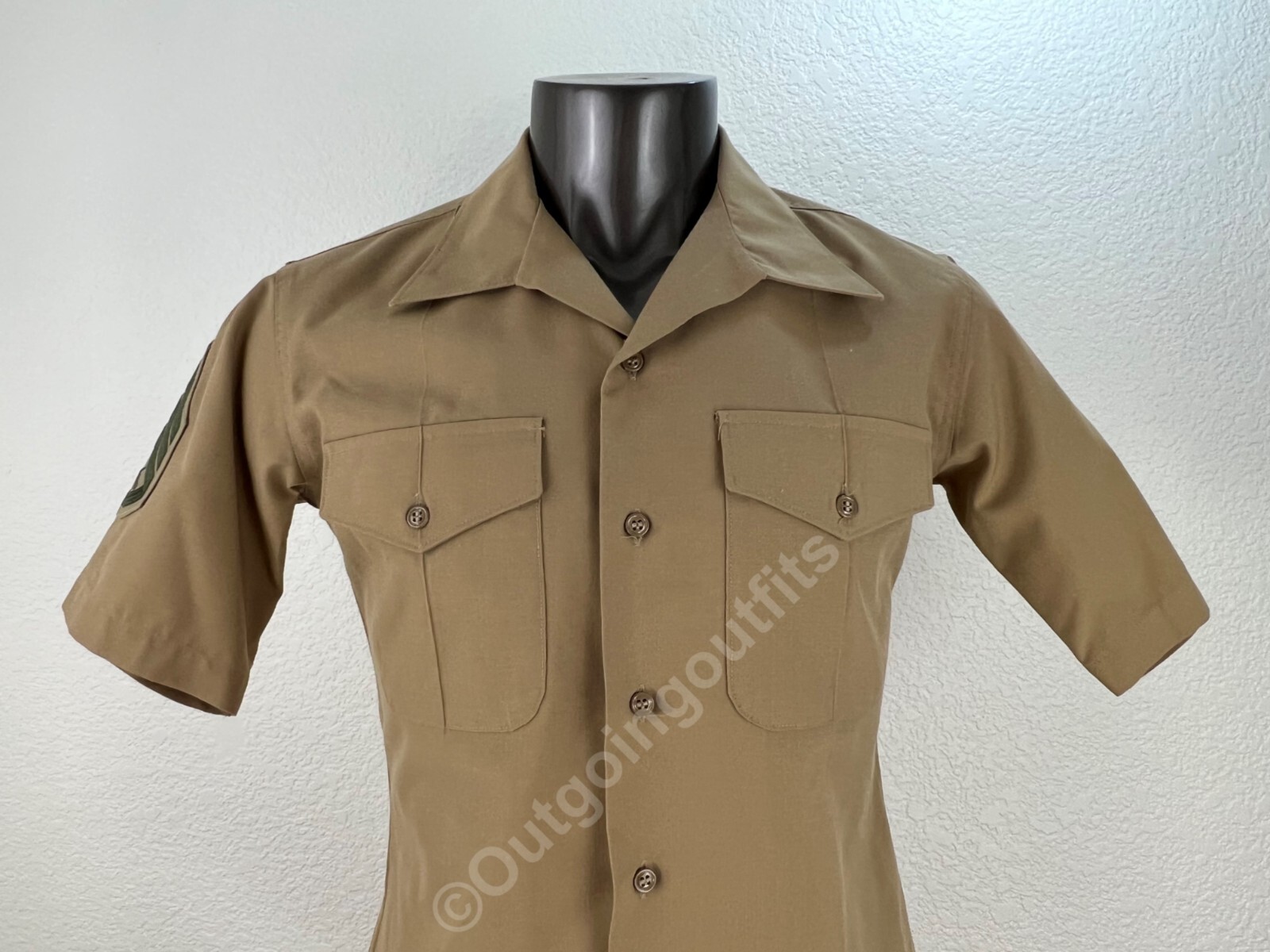 USMC Khaki Shade M-1 Quarter Length Sleeve Shirt Men's Size 16
