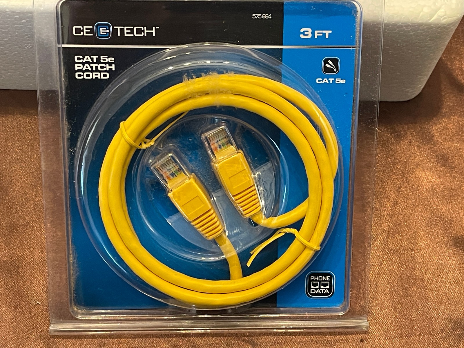 3 foot CAT5E Patch Cord Yellow plus CAT5E Jacks 9 pack CE TECH
