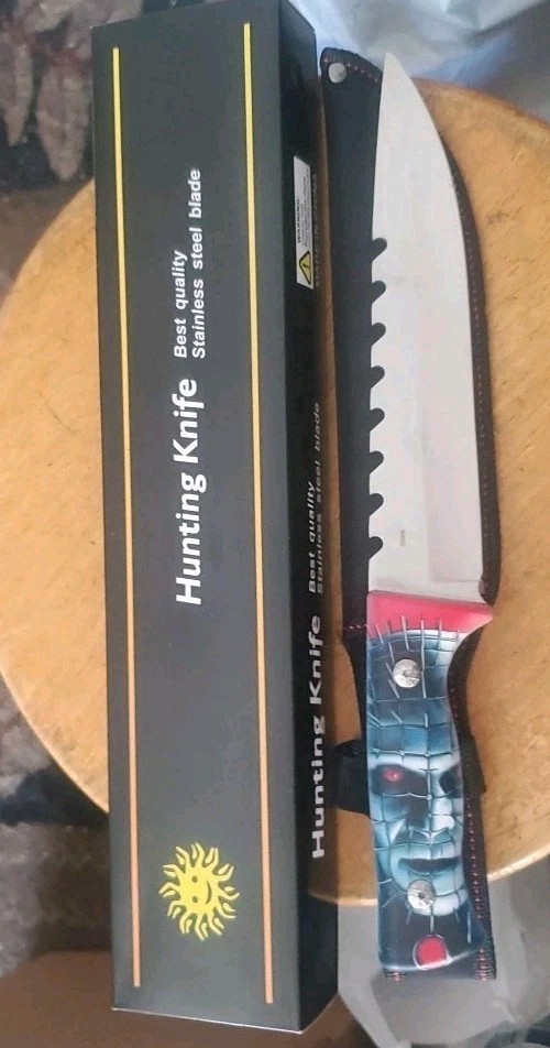 Hellraiaser, PINHEAD Print HANDLE 13" Hunting Knife NEW