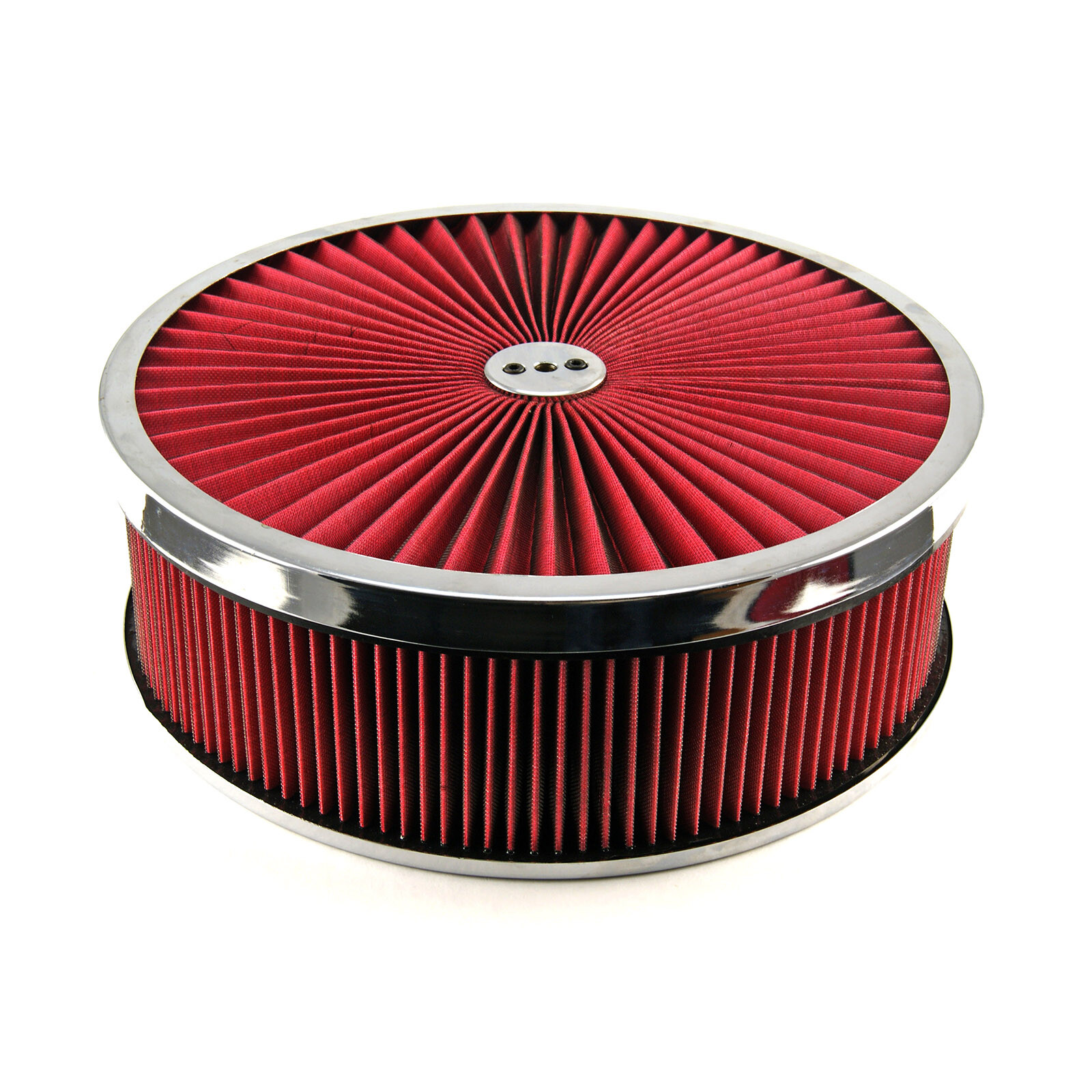 14" x 4" Washable Element Extreme Top w/Chrome Ring Flat Base Air Cleaner Kit