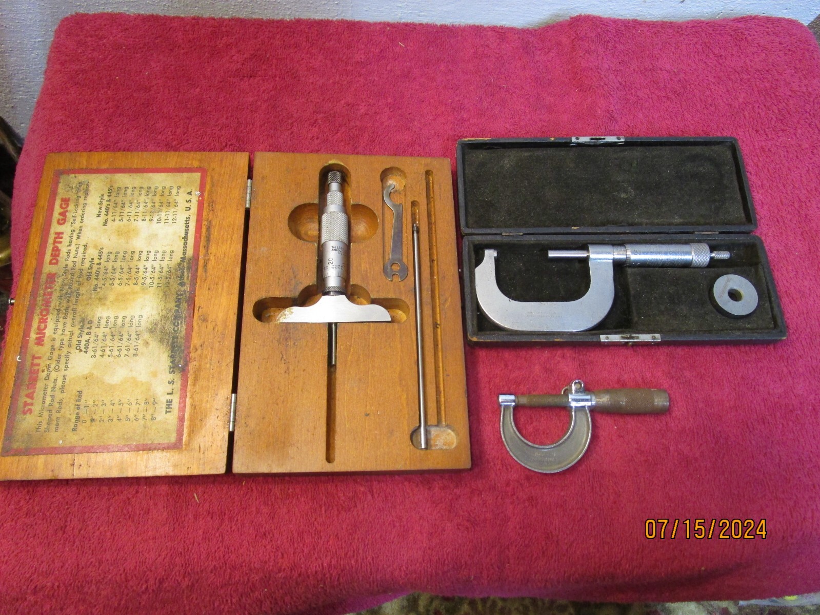 Lot of 3 Various Depth Gauge Caliper Starrett 440 Millers Falls Indeco Free Ship
