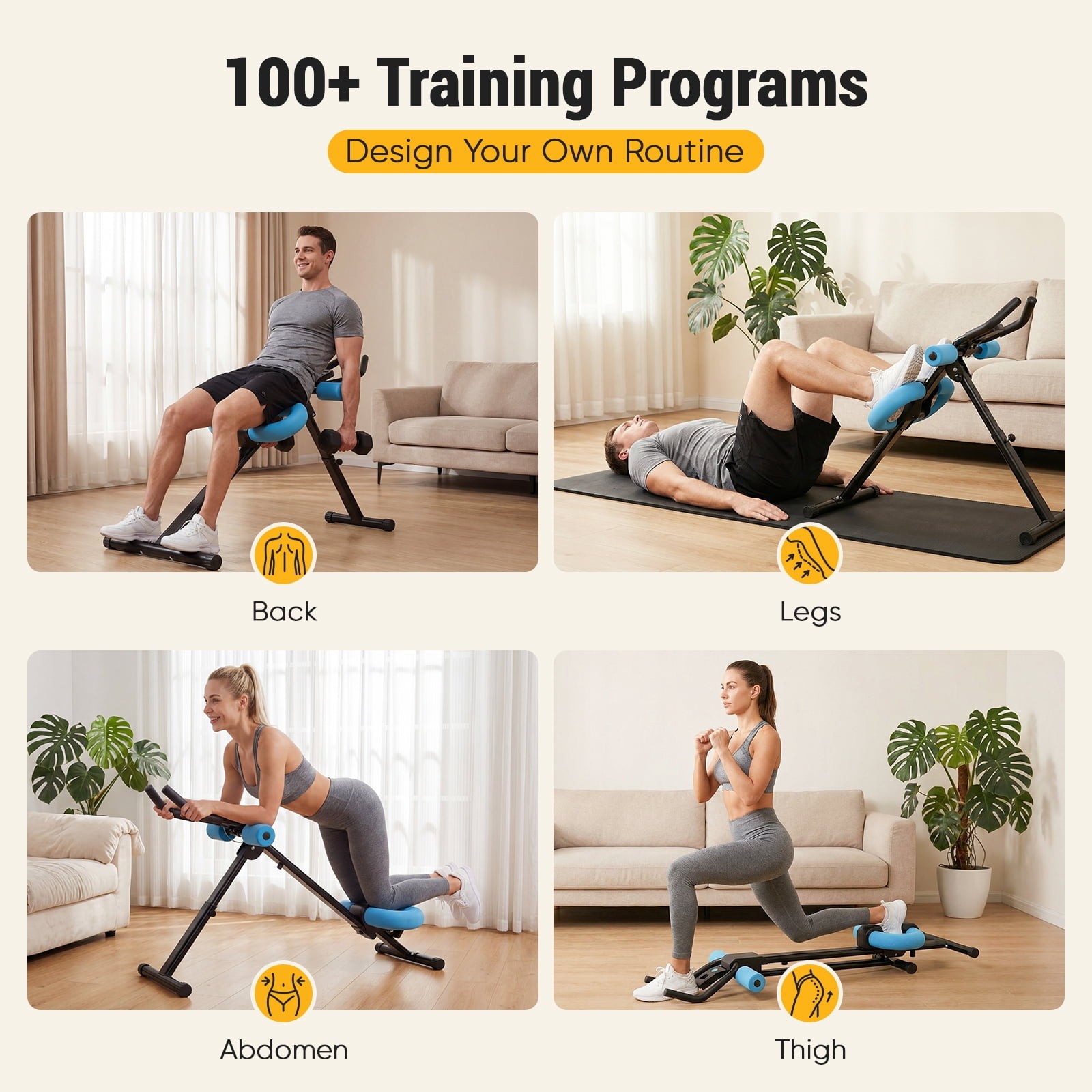 CONCETTTA Adjustable Ab Machine, Foldable Blue Home Gym Trainer