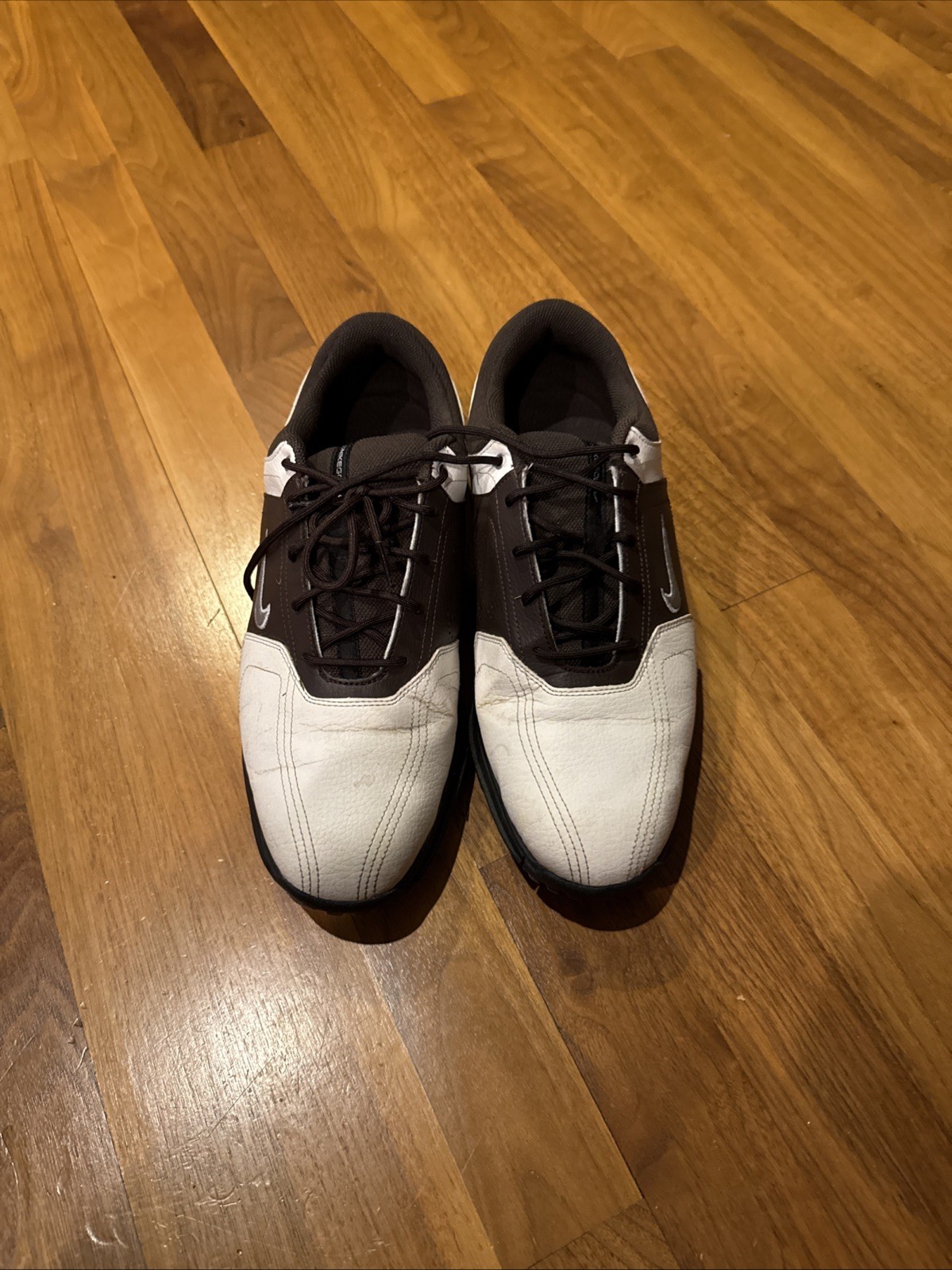 Nike Heritage Mens Brown White Leather Golf  Shoes Men's Size 8.5  -336040-102-