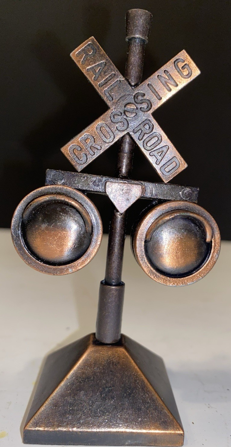 Vintage Die-Cast Railroad Crossing Pencil Sharpener Miniature No. 194 w/ Box