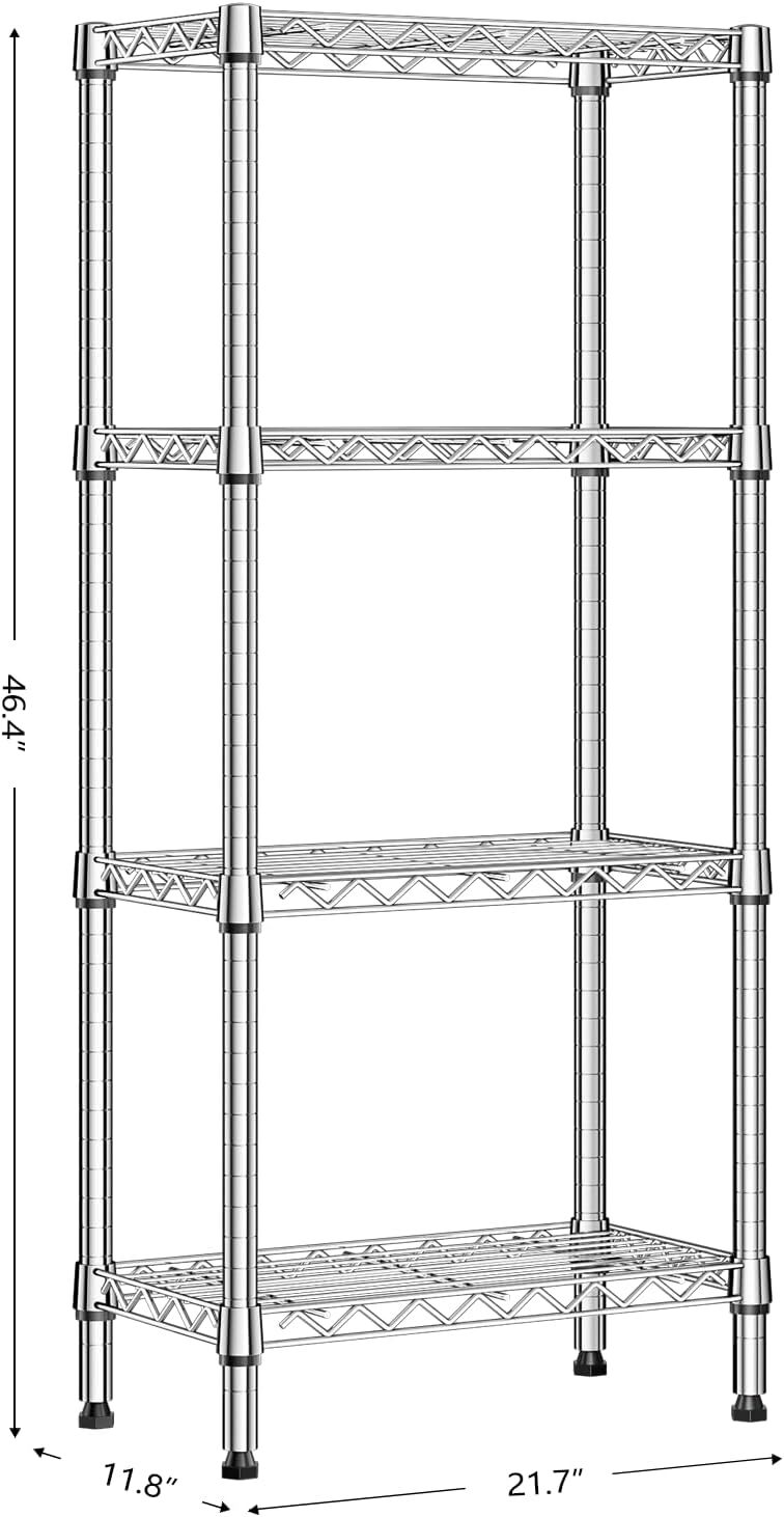 4 Tier Stackable Storage Kitchen Wire Shelves Steel Organizer Pantry Garage Rack
