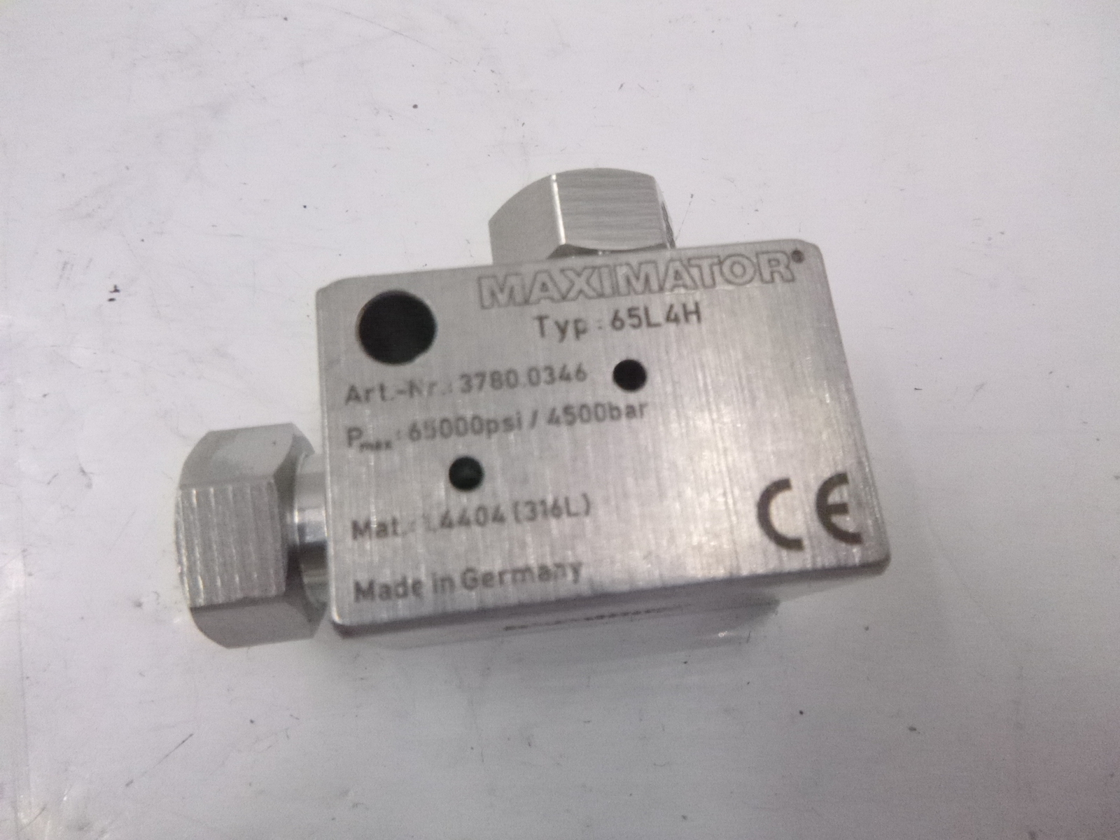 Maximator 65L4H High Pressure Stainless Steel Elbow Fitting 1/4"