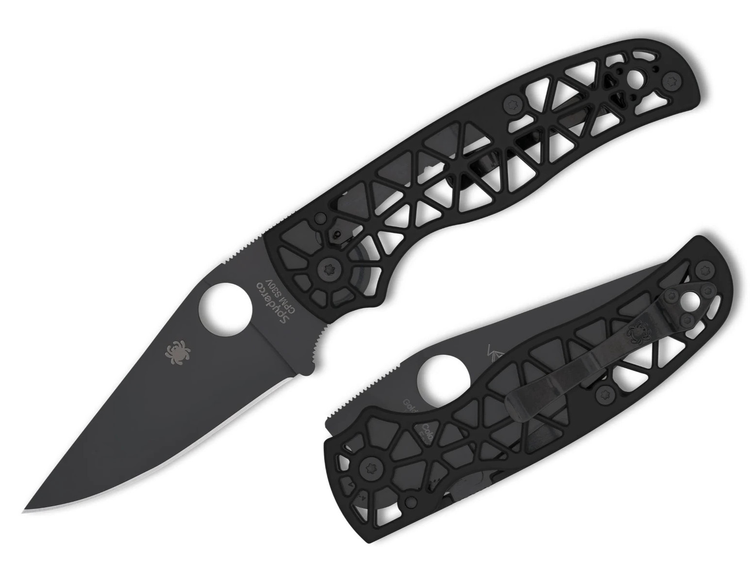 Spyderco Edgerati DLC CPM-S30V Plain Blade DLC Aluminum Handles C266BKALBKP