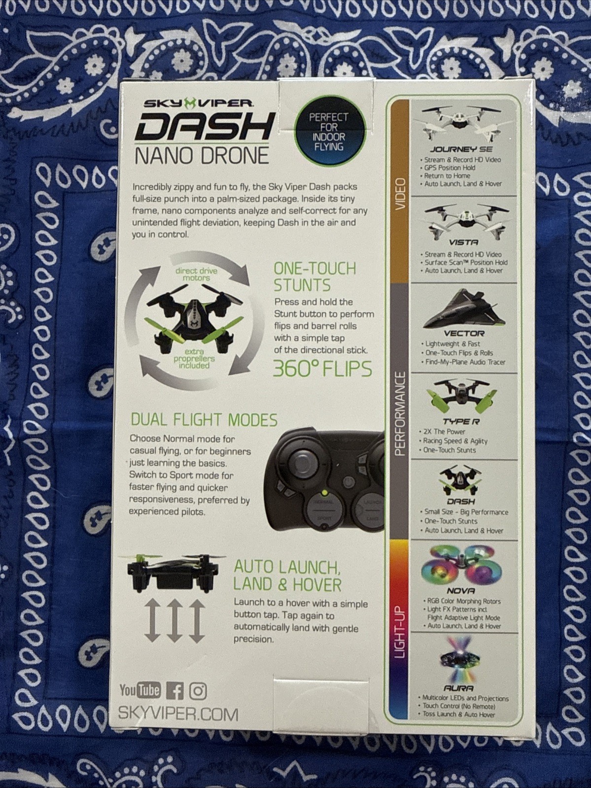 NIB Sky Viper DASH Nano Drone Indoor Flying Auto Hover / Launch & Land
