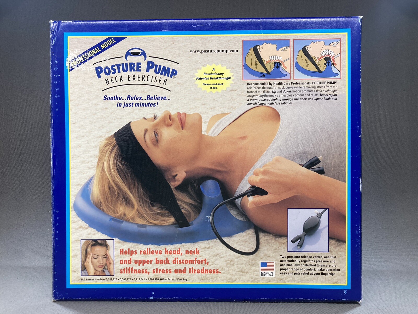 NOS Vintage Professional Model Posture Pump Neck Exerciser USA Double Valve