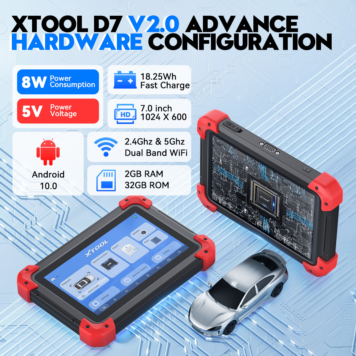 XTOOL D7 V2.0 Bidirectional Diagnostic Tool Full System Scanner Key Programmer