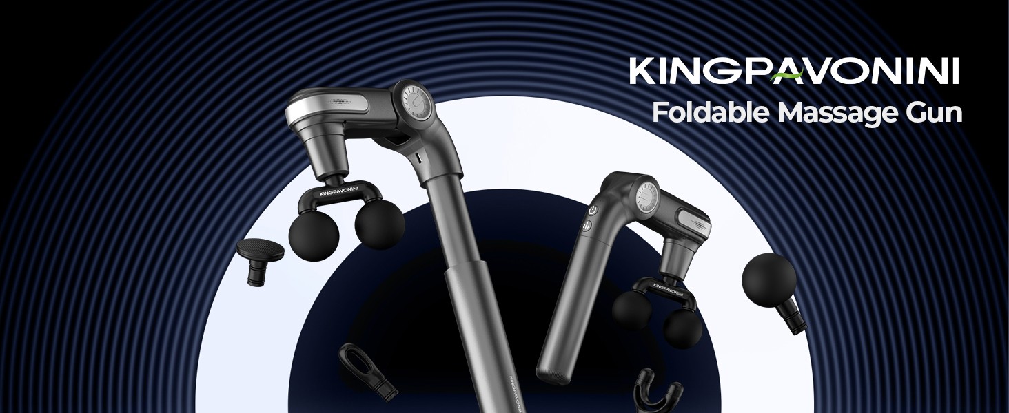 Foldable Massage Gun with Dual-Ball Head, Adjustable Head & Extendable Handle,