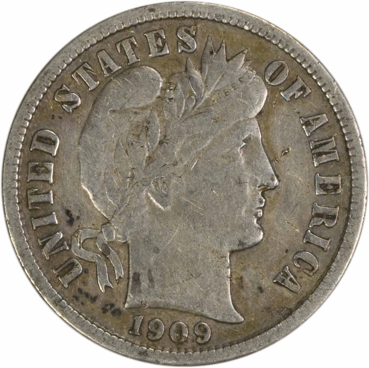1909-S Barber Silver Dime VF Uncertified #236