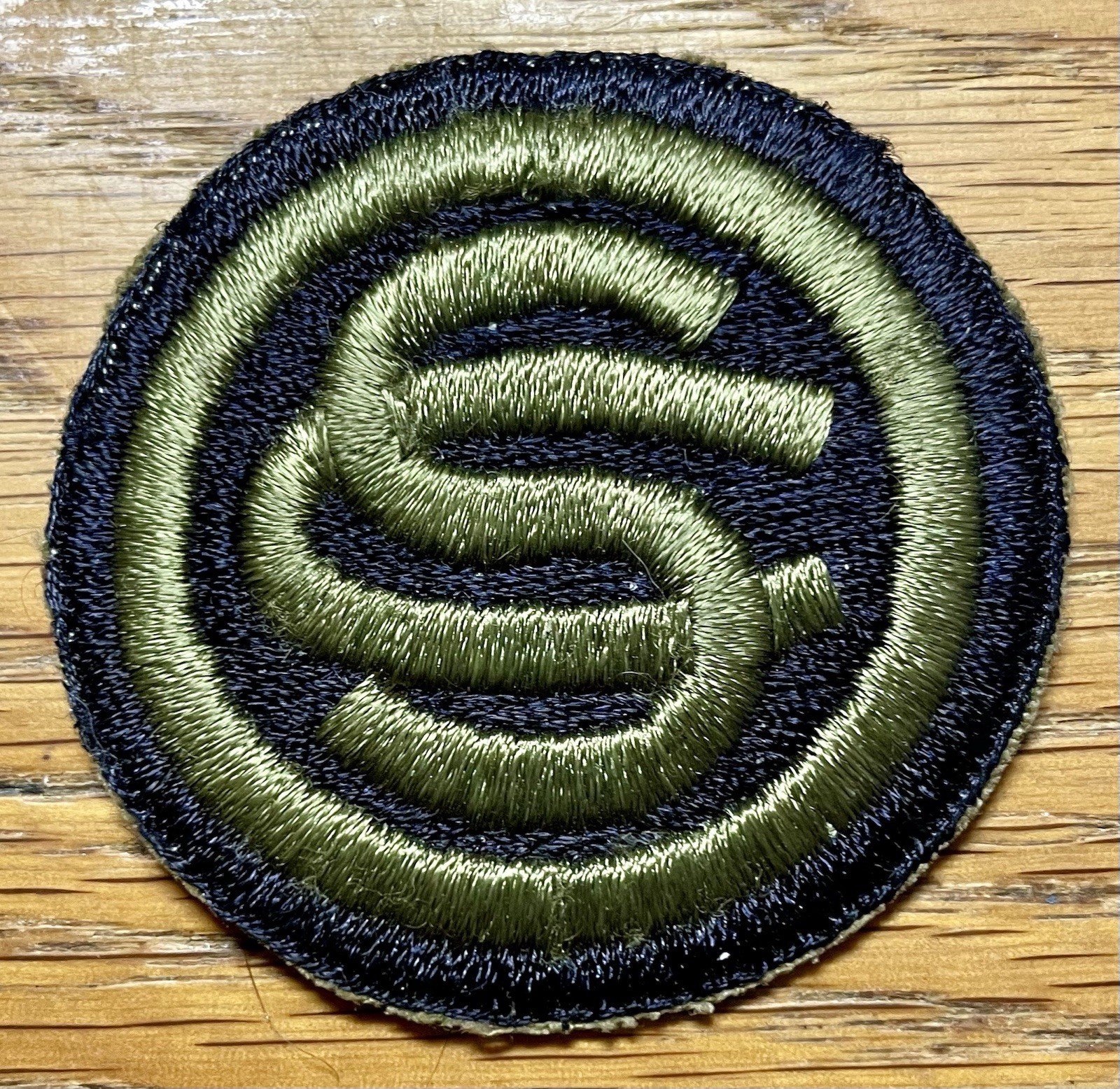 ORIGINAL WWII US OFFICER CANDIDATE SCHOOL (OCS) PATCH BLACK VERSION - WORN