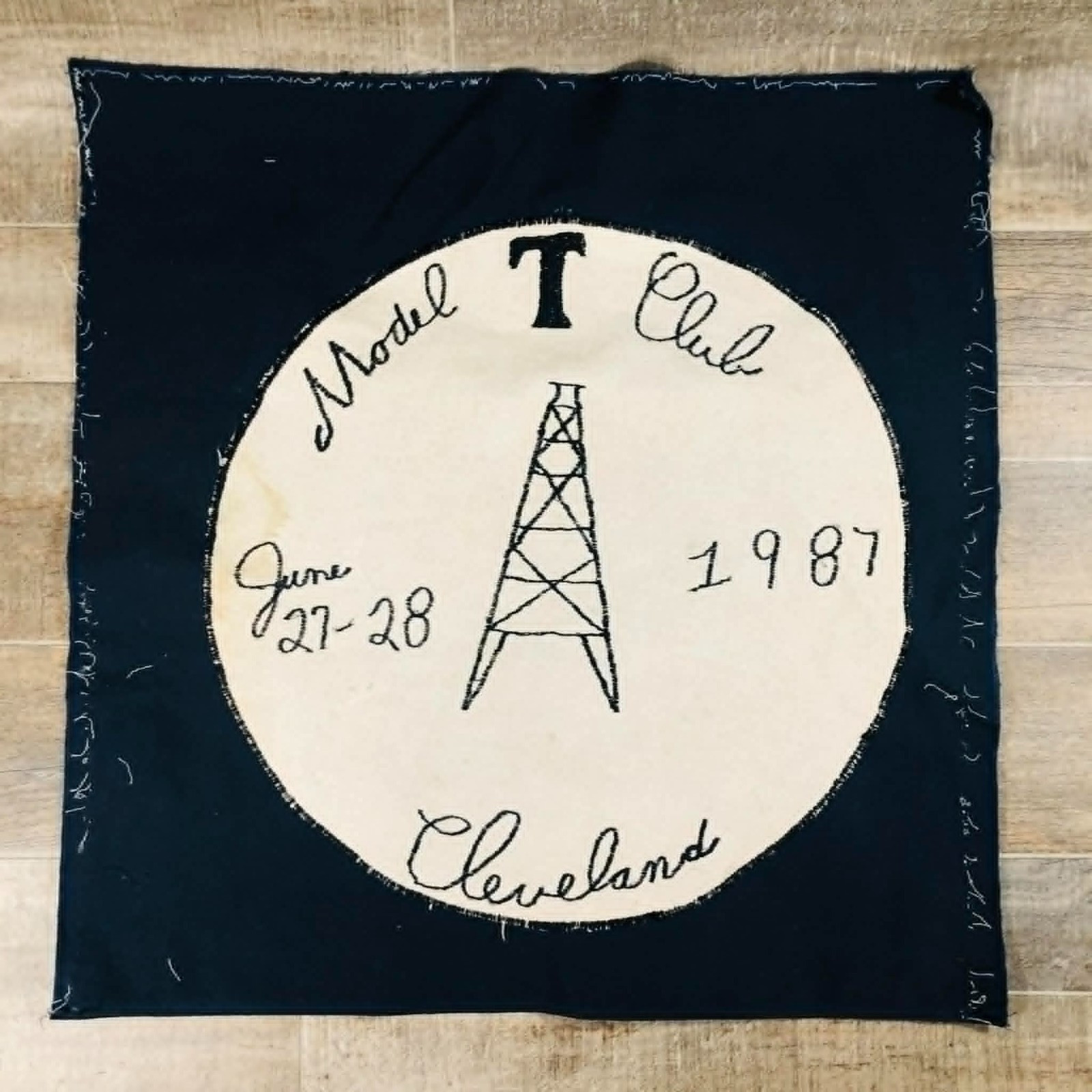 VTG 1987 Model T Club Cleveland Commemorative Embroidered Car Banner Automobilia