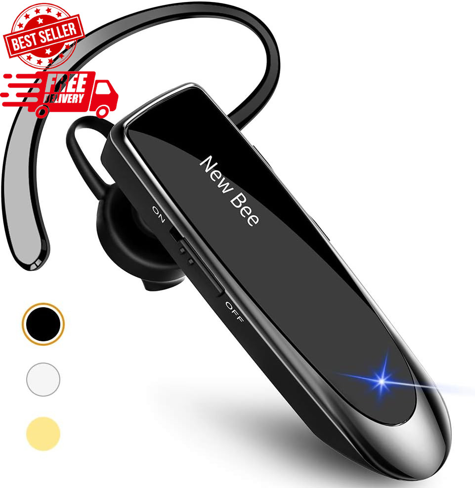 New bee Bluetooth Earpiece V5.0 Wireless Handsfree Headset with Microphone 24 Hr