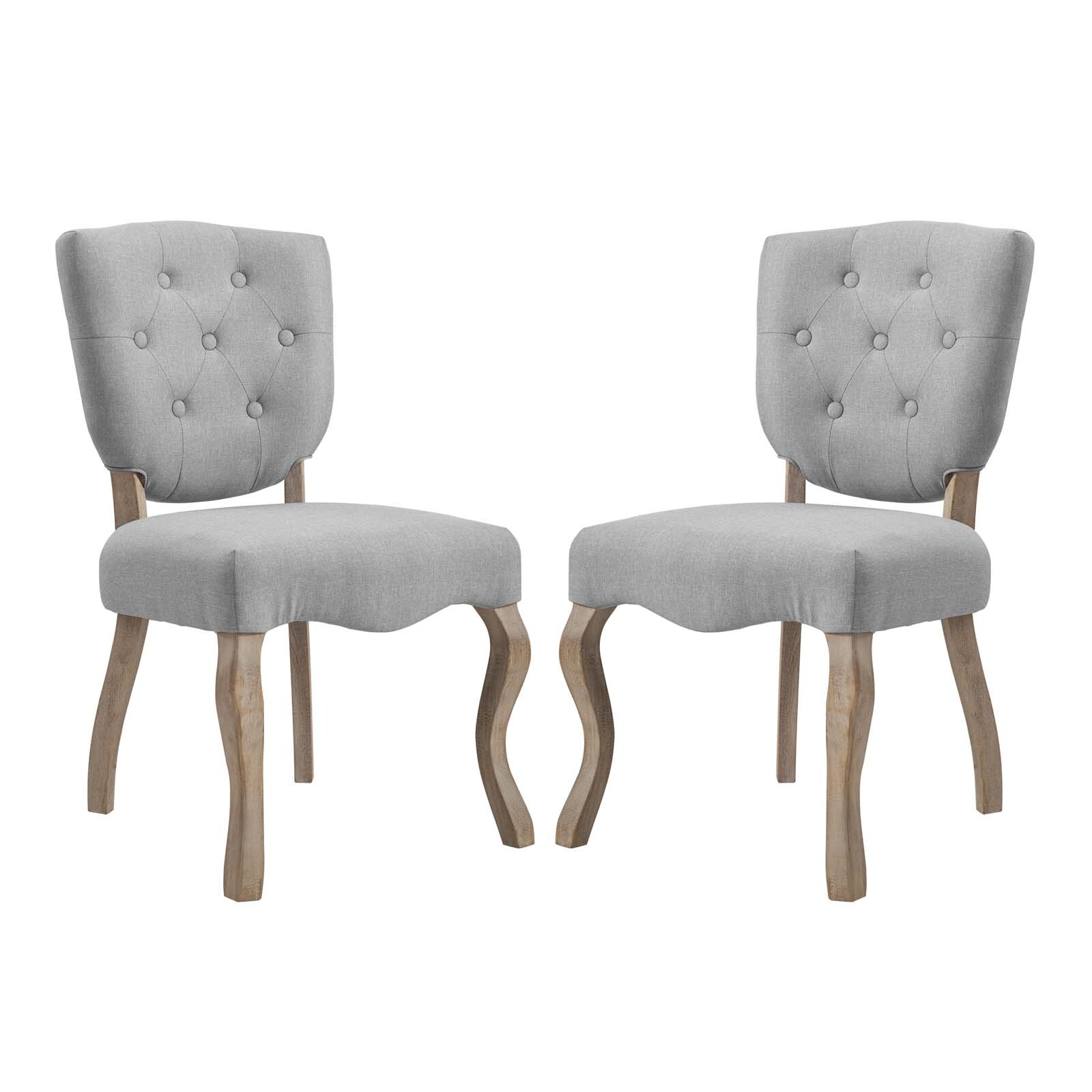 Modway Array Dining Side Chair Set of 2 in Light Gray