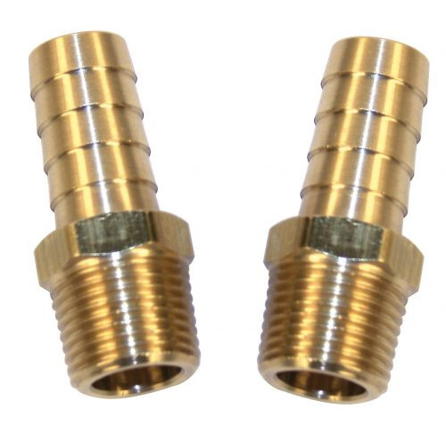 Empi 9211 Straight Brass Fittings, Male 3/8" NPT X 3/8" Barbed, Pair