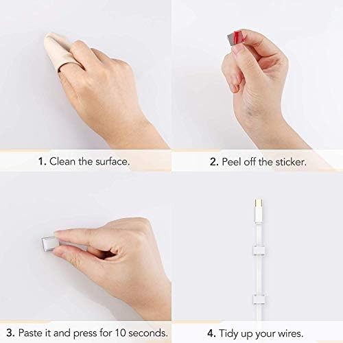 AGPTEK Flat Ethernet Cable Clips, 100 PCS Adhesive Wire Clips, White | Flat C...