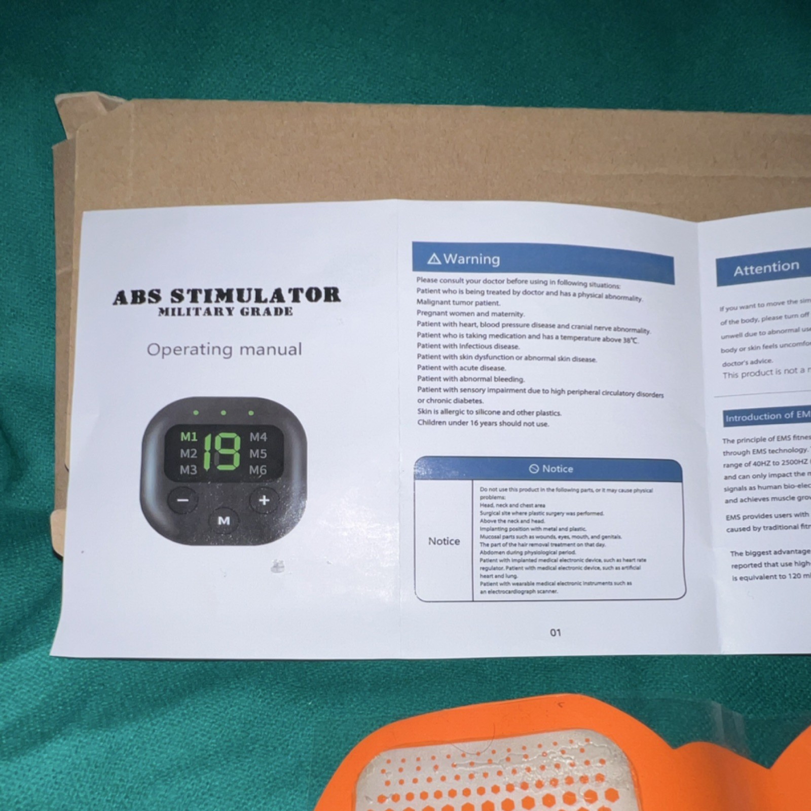 Muscle Stimulator Adjustable Intensity LED Display Abdominal EMS Exerciser