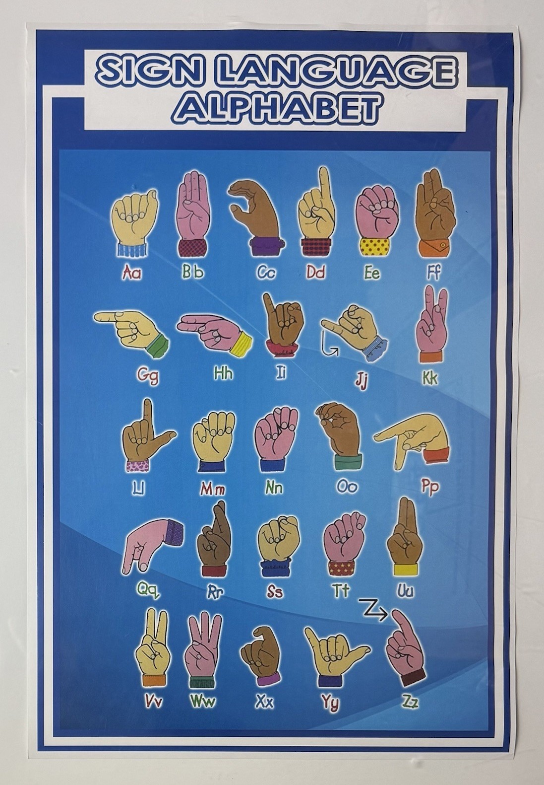 American Sign Language ASL Alphabet 12x18” Paper Learning Aid Chart Teach School
