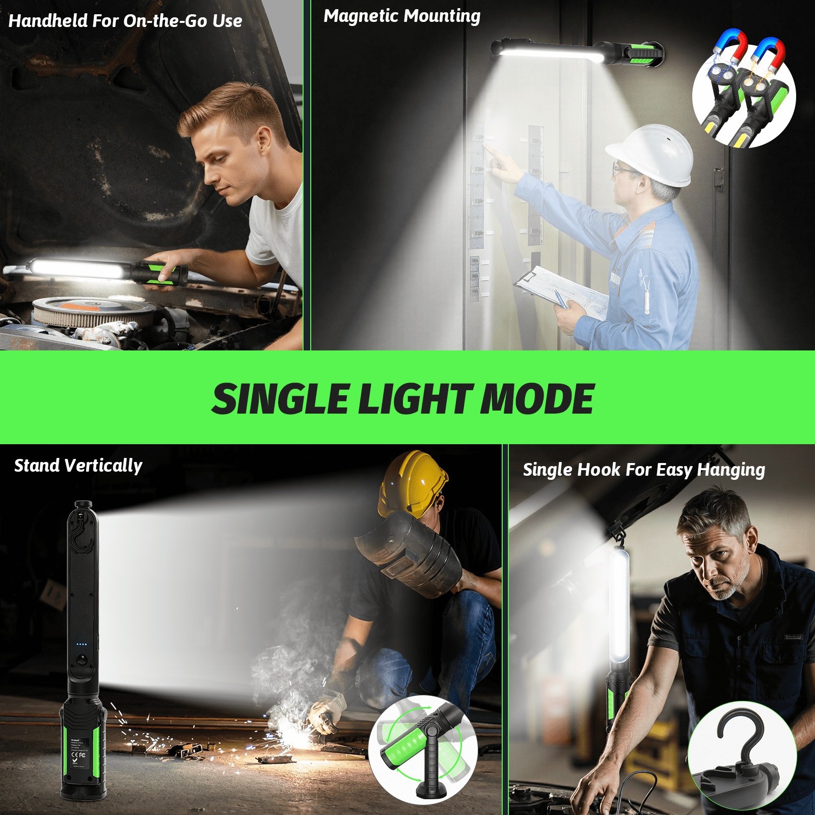 2Pack Rechargeable LED Mechanic Light with Sensor Magnetic Automotive Work