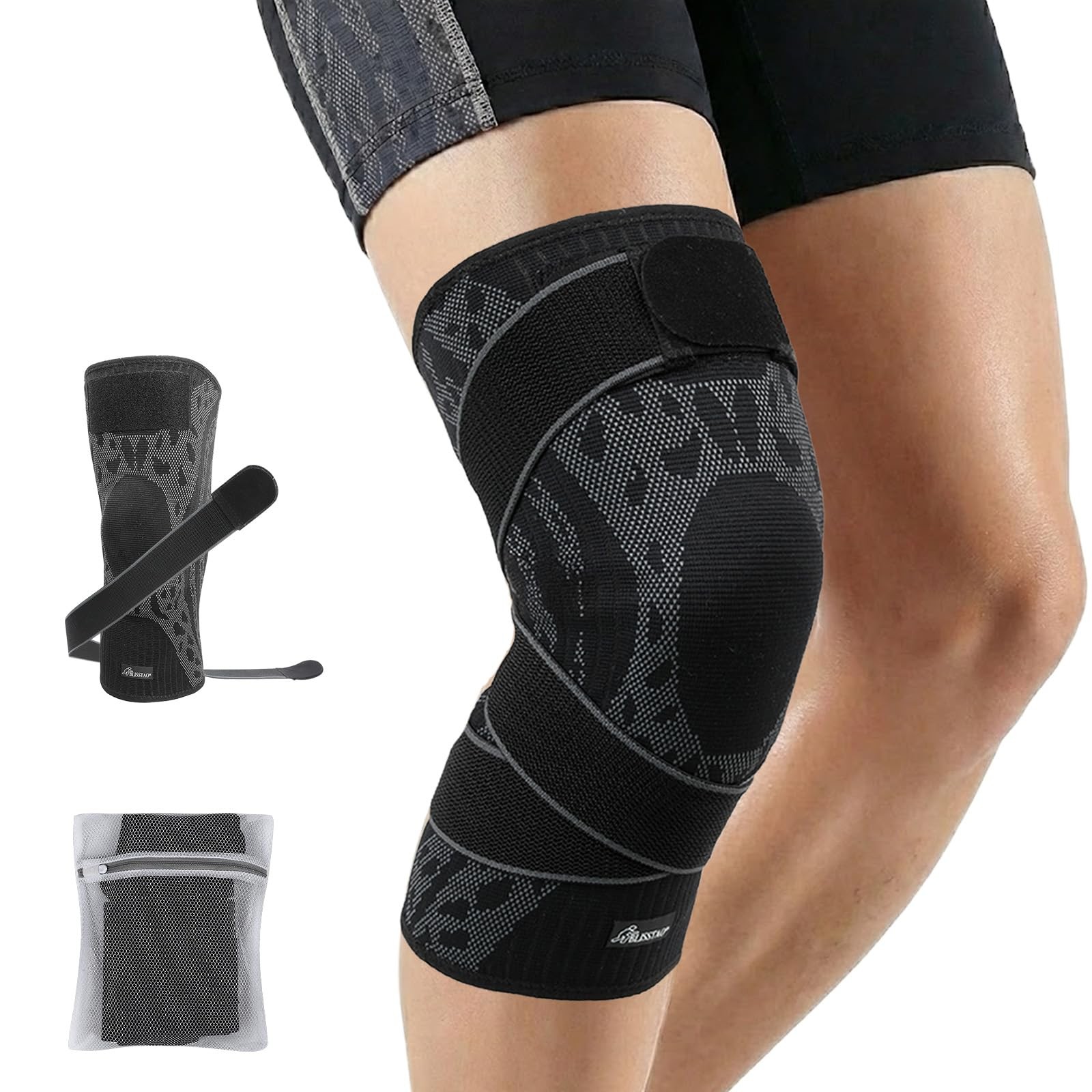 Wrestling Knee Pad, BJJ Knee Sleeve with Detachable Straps – Anti-Slip Compre...
