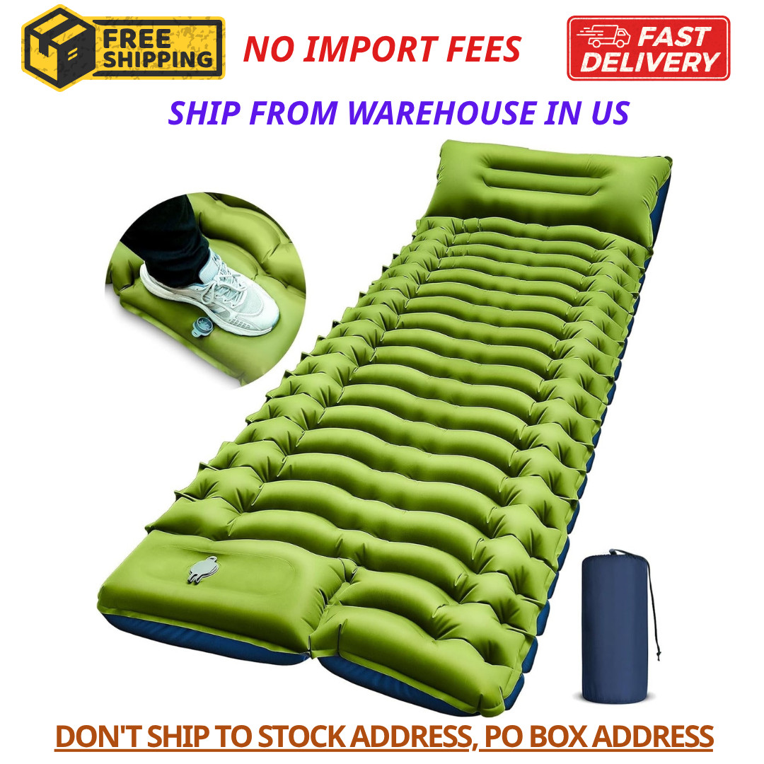 Camping Sleeping Pad Inflatable Mat with Built-in Foot Pump & Pillow for Tent