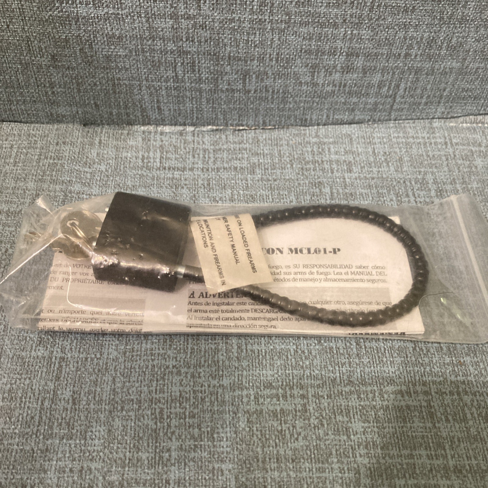 Mascon MCL01-P Black Cable Gun Lock W/ Instructions & 2 Keys NEW