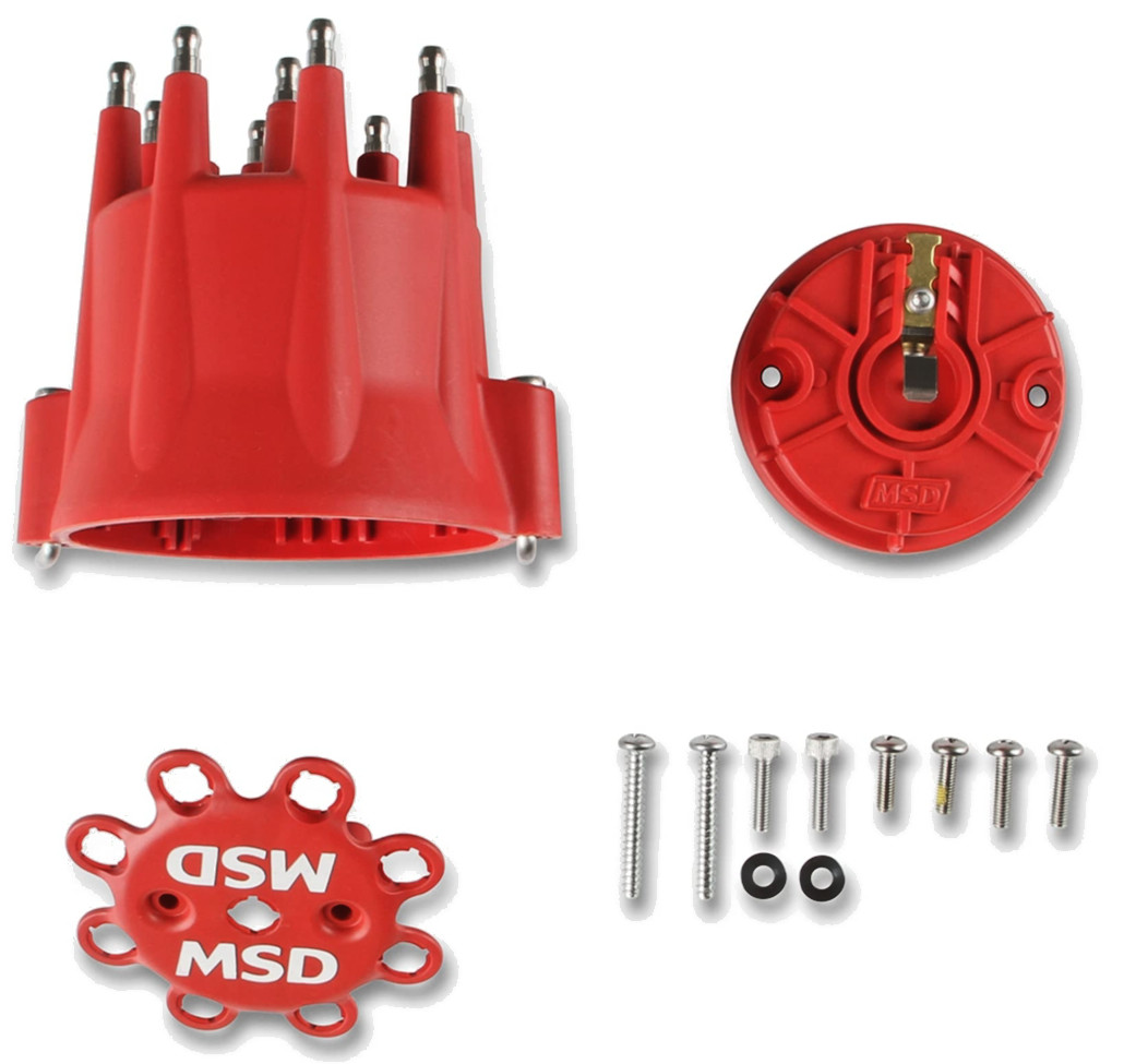 MSD 84335 Distributor Cap and Rotor Kit, Red 8433 8467 Chevy GM V8 HEI Terminal