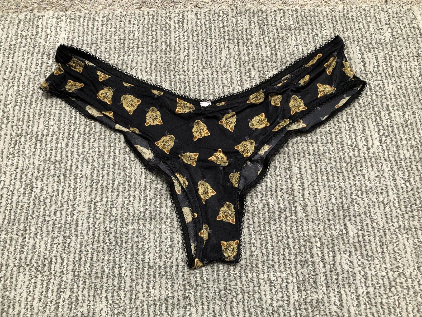 Victoria's Secret Very Sexy NWT Large Black Leopard Print Cheeky Panty High Leg