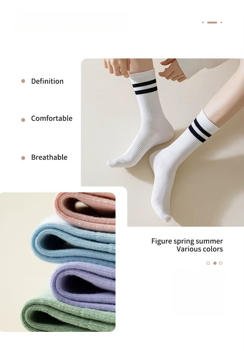 6 Pairs Women Crew Socks Cotton Soft Comfortable Size M – Random Colors