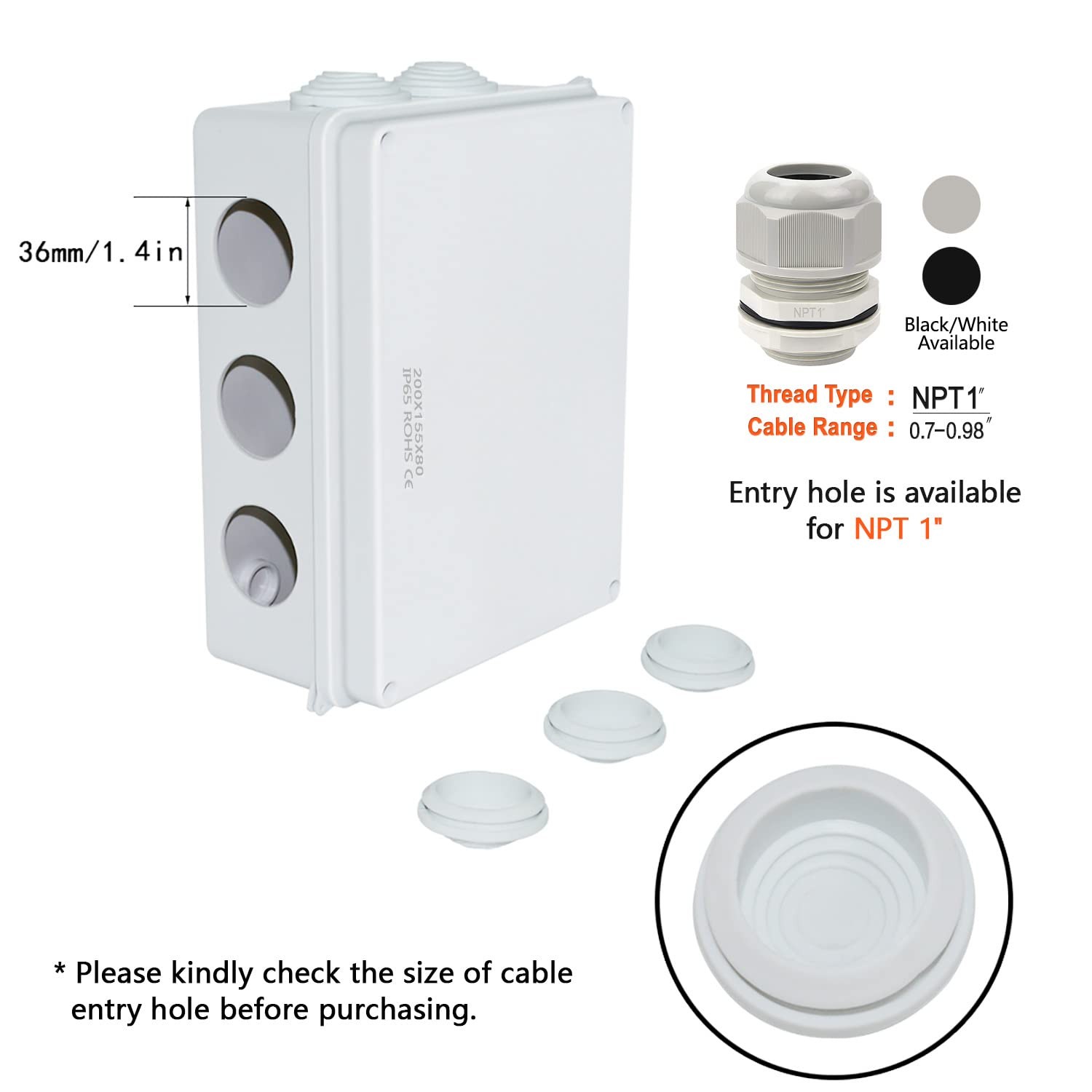 LeMotech ABS Plastic Dustproof Waterproof 7.8" x 6.1" x 3.1" (1pc), white