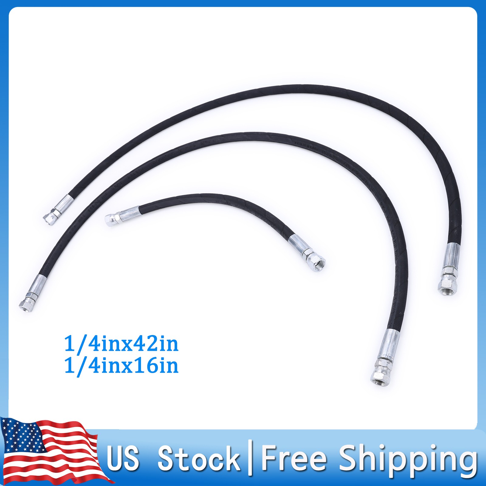 For Western 56616 56617 Fisher 1/4x42 & 1/4x16 Heavy Duty Snow Plow Hose Set Kit