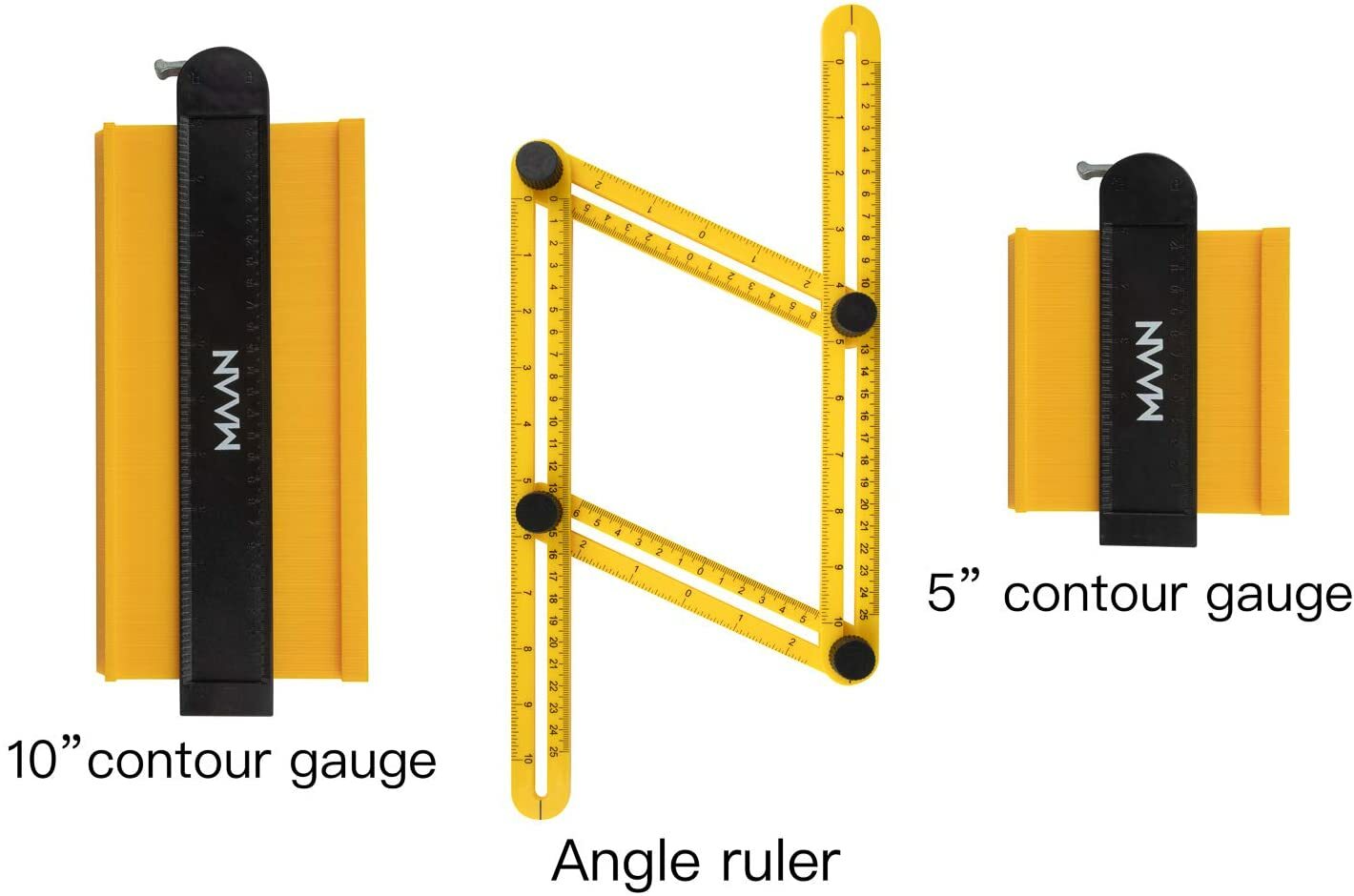 Contour Gauge w Lock 3 Pk 5" & 10" Shape Duplication Profile Tool 1 Angle Ruler