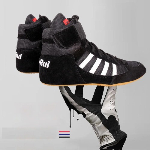 Unisex Wrestling Shoes For Men Training Shoes Cow Muscle Outsole Lace Up Bootsg