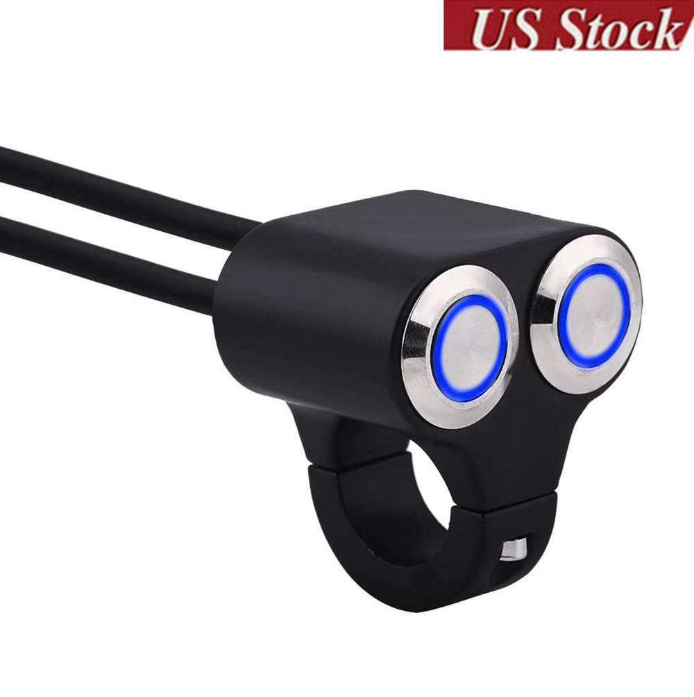 7/8'' Motorcycle Handlebar Headlight Fog Spot Light Dual on off Switch 12V 22mm