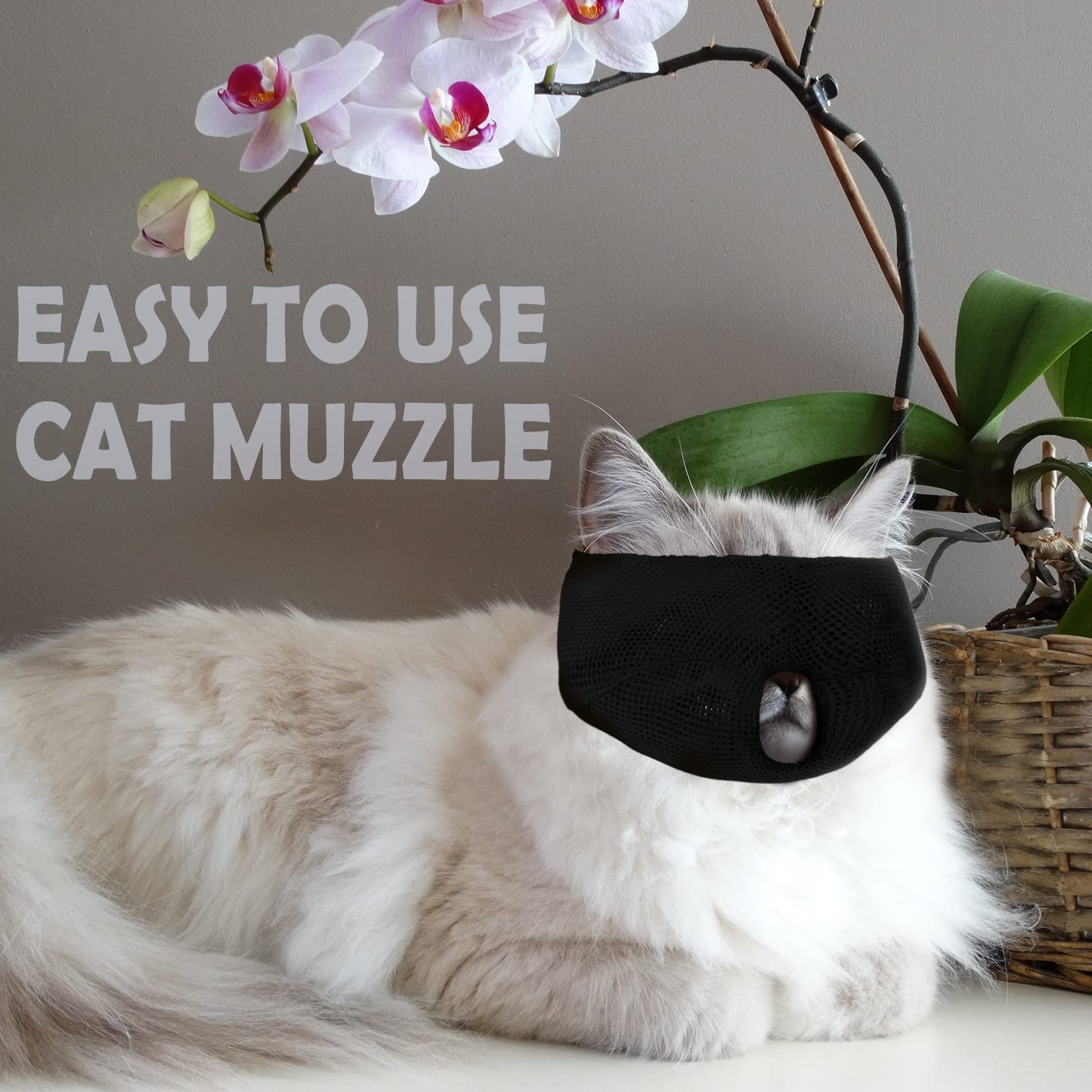 6 Pcs Cat Muzzle for Large, Black, Blue, Gray, Light Pink, Blue