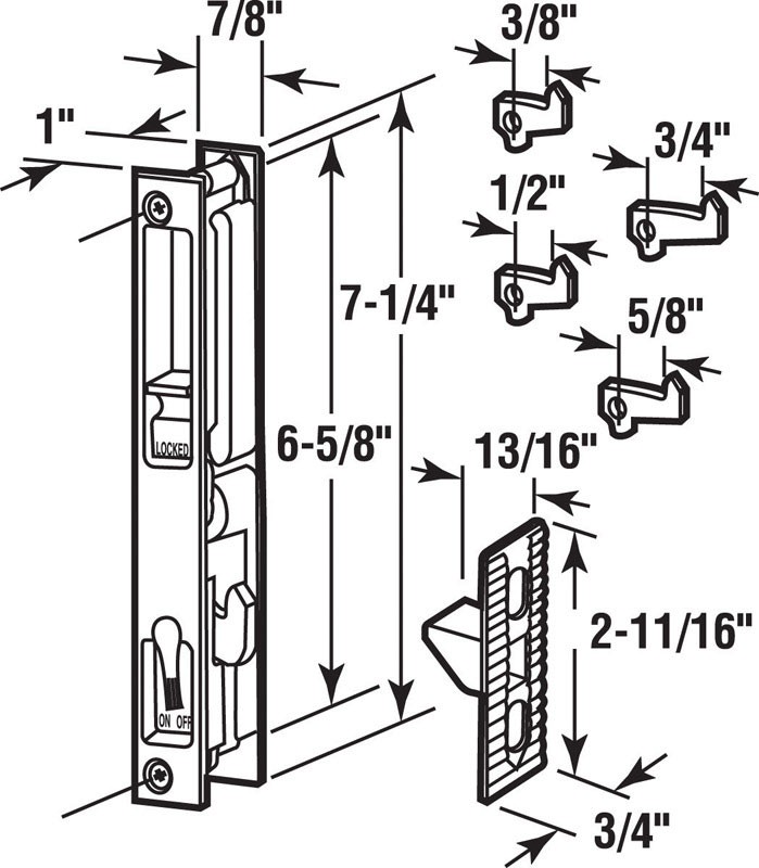 Prime-Line 14436 Silver Chrome Steel Outdoor Patio Door Handle Set 5 W in.