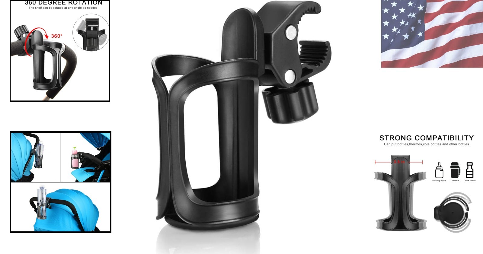 Versatile Universal Cup Holder for Stroller, Walker & Bike - Spill-Proof Design