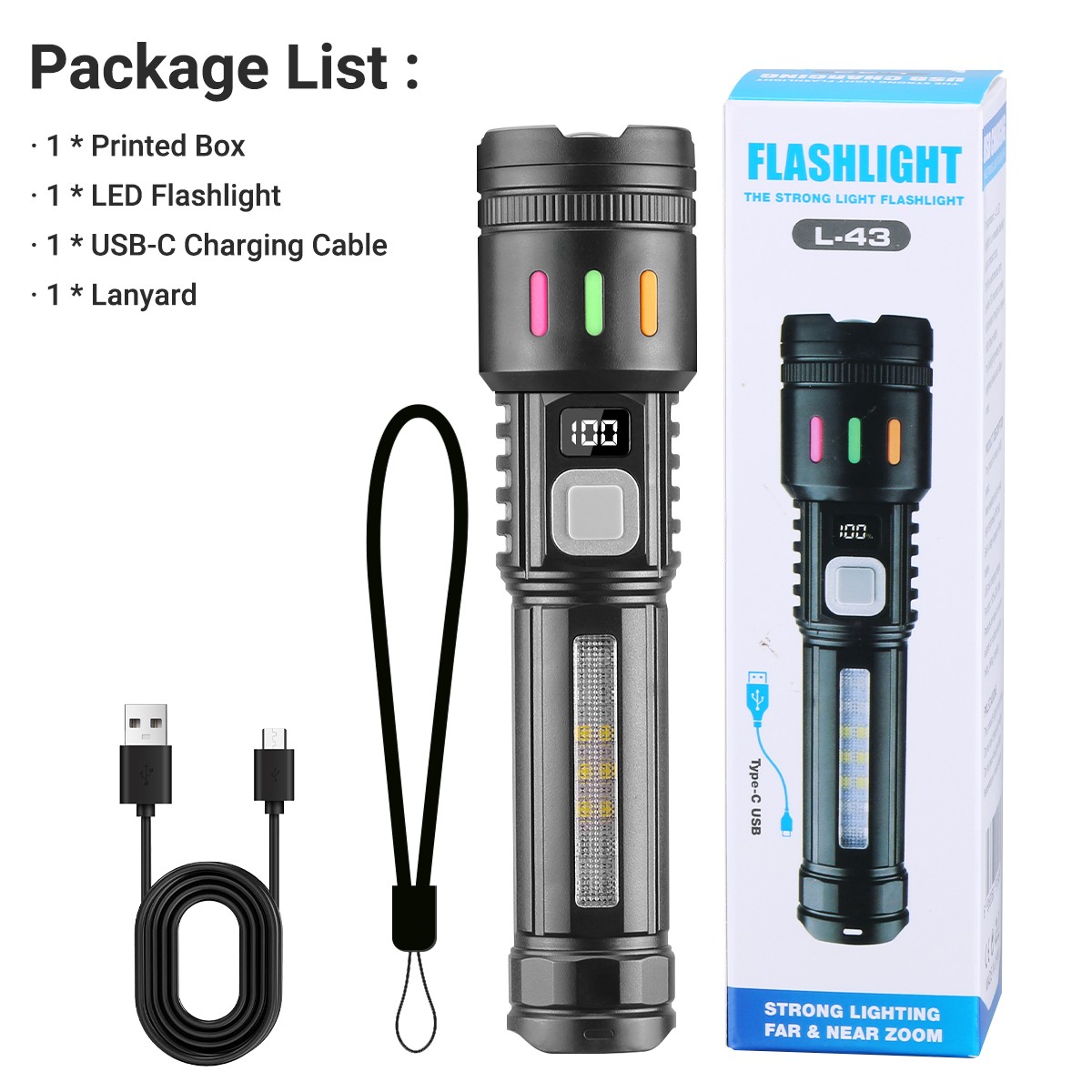 2Pack 99000000lm Tactical Flashlight Super Bright Rechargeable LED Work Lights