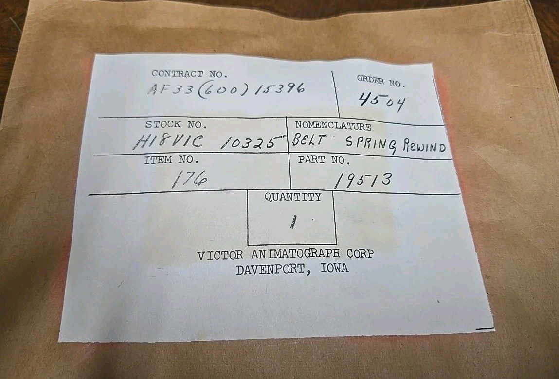 Victor Animatograph  16mm Projector Wire-Spring Rewind Belt Victor Part # 19513
