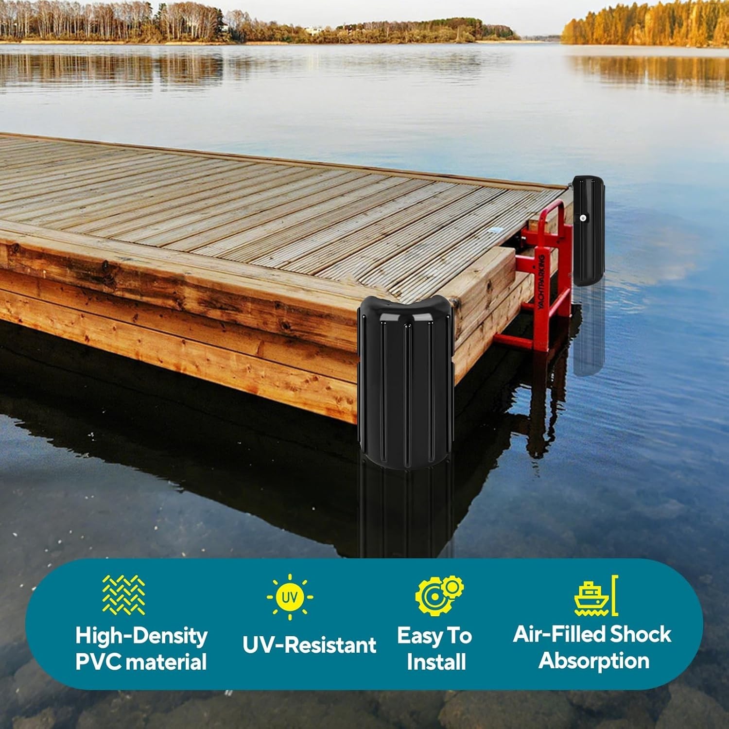 Premium Corner Dock Bumper, Marine-Grade Inflatable Dock Fender Protector