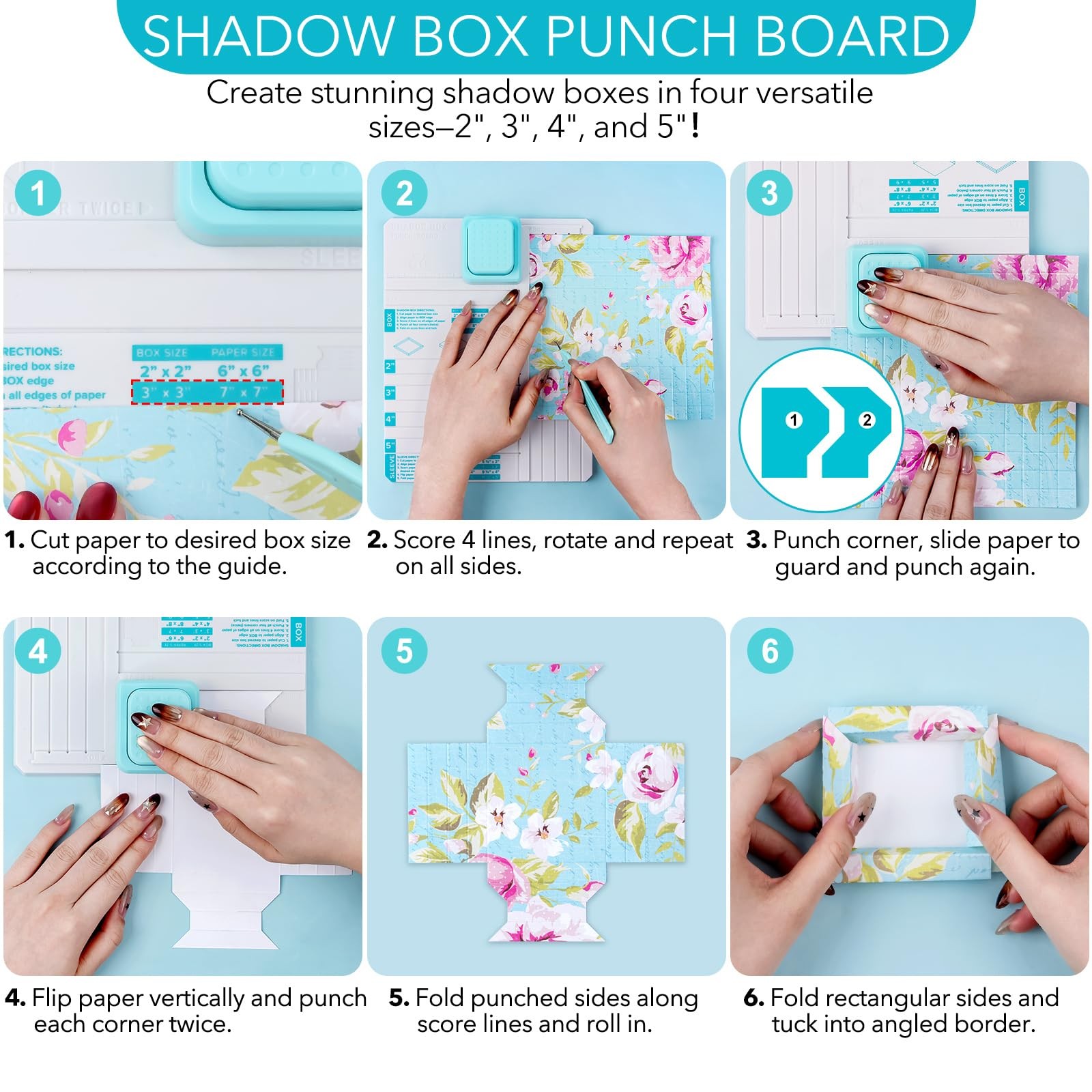 BAOFALI Shadow Box Punch Board for DIY Making 2" 3" 4" 5" Shadow Boxes and Sleev