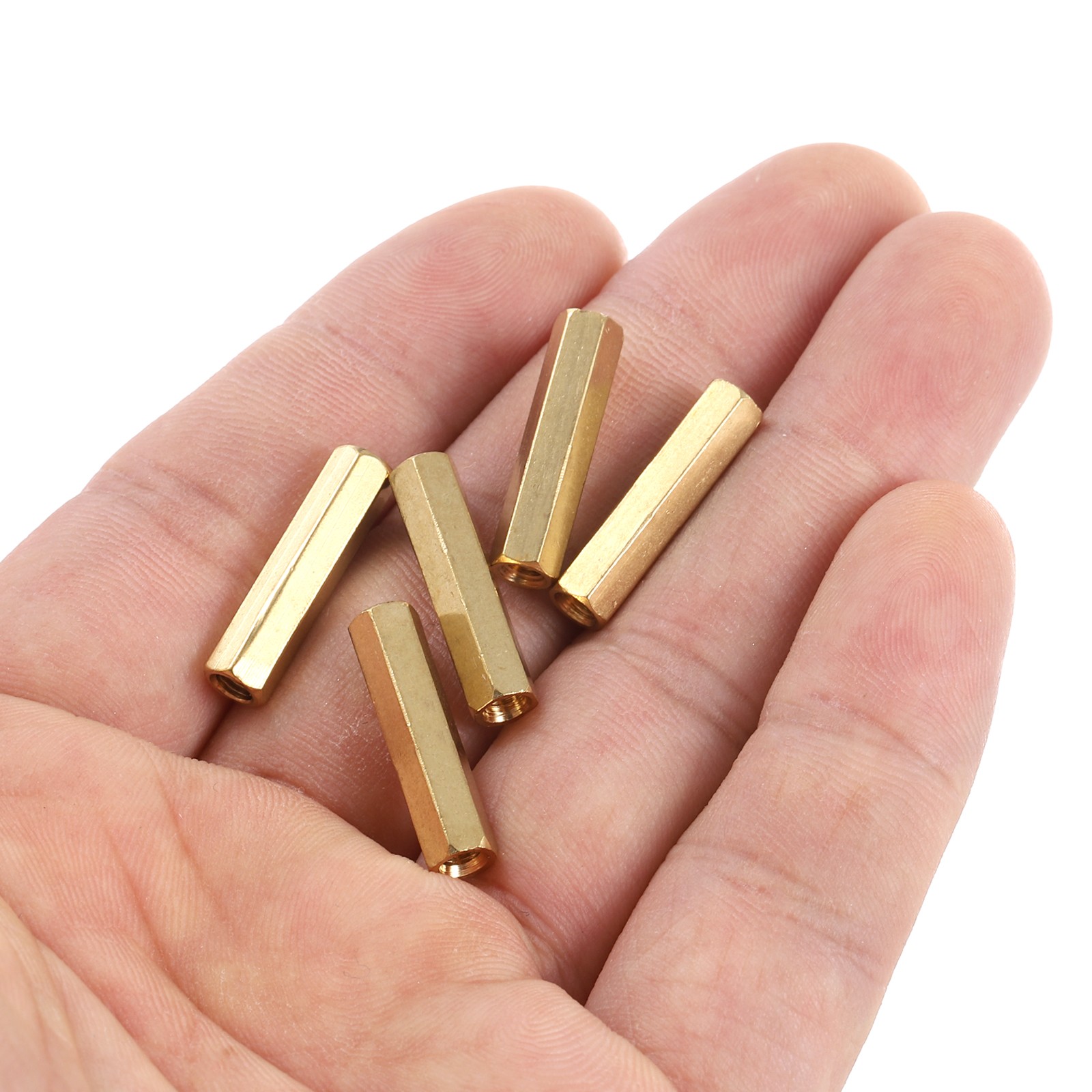 M3x0.5mm Coupling Nut, 10Pcs Brass Hex Coupling Nut 20mm, Gold