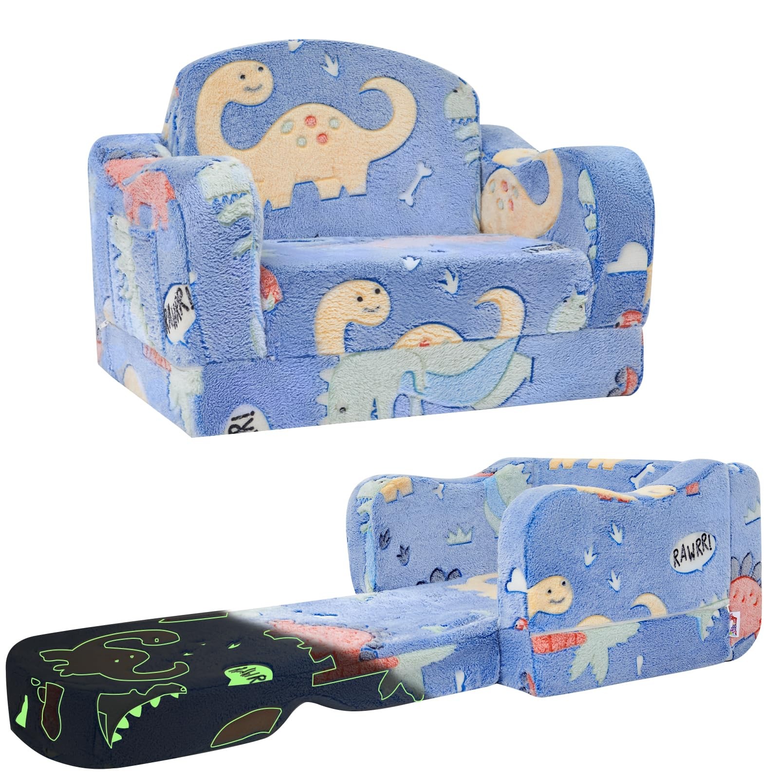 Thick Comfy Chair and Couch for ,2-in-1 Soft Plush Fold Out Sofa for Children...